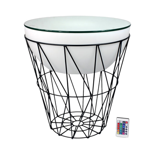 LED Couchtisch 56x50cm PL500 Beistelltisch beleuchtet modern Lounge Tisch Leuchtmöbel