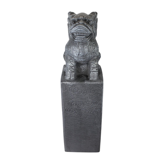 Asiatische Drachen-Stele 79 cm – Wetterfeste Gartendeko in Steinoptik aus Polyresin – Japanische Statue für Garten, Teich & Terrasse