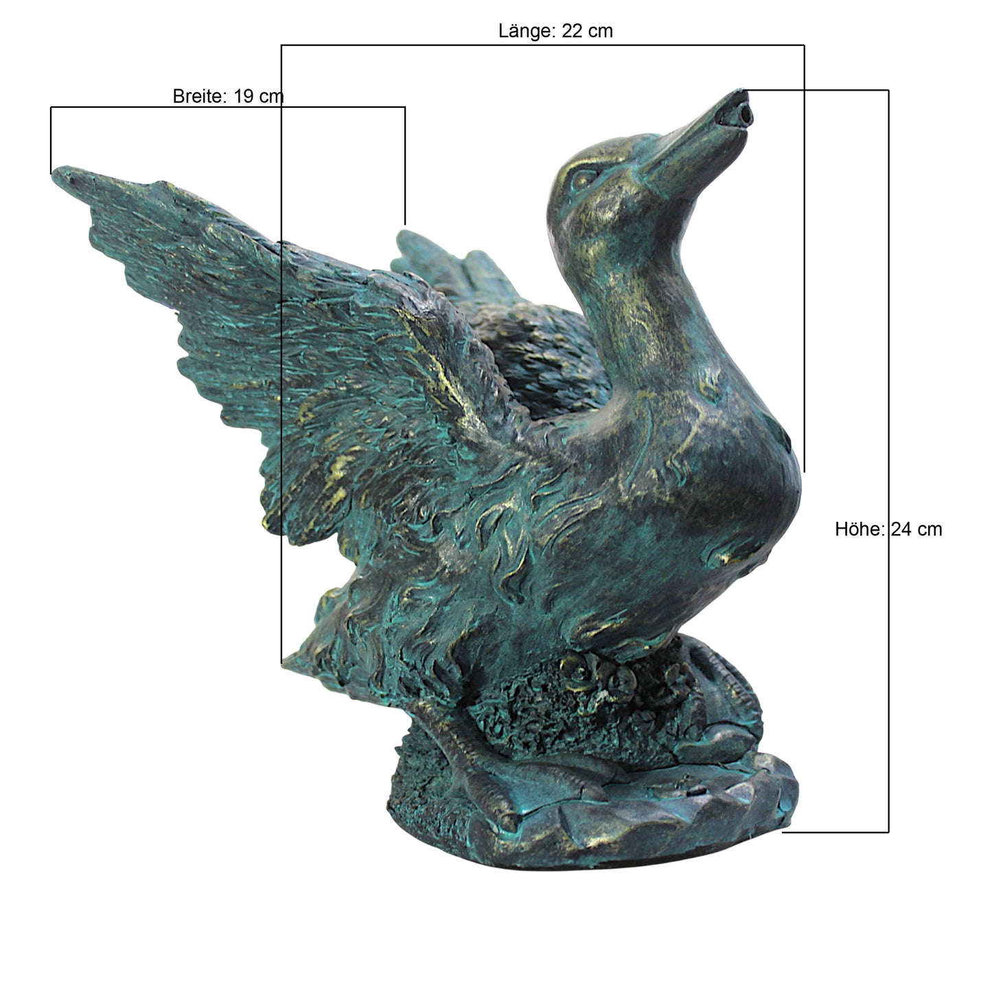 Solar Wasserspeier Ente Kupferoptik Gartenbrunnen Teichdeko Gartenfigur Springbrunnen Solarpumpe WSP11