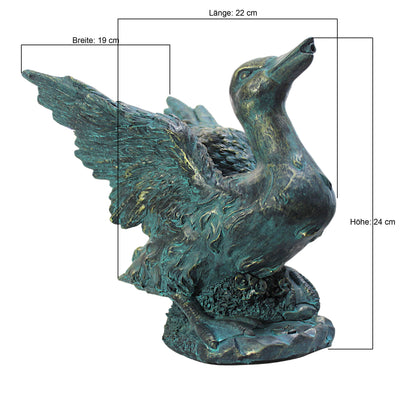 Solar Wasserspeier Ente Kupferoptik Gartenbrunnen Teichdeko Gartenfigur Springbrunnen Solarpumpe WSP11