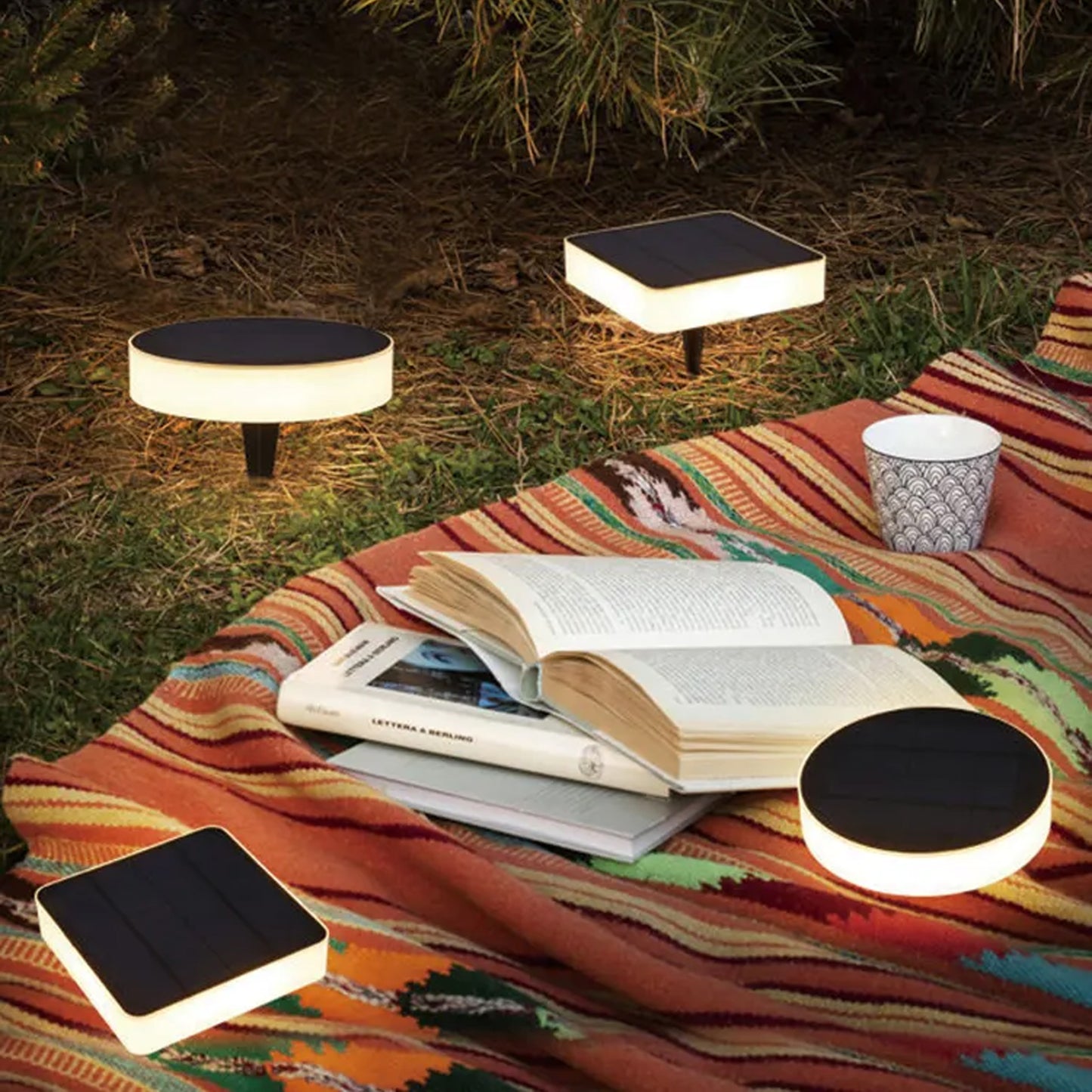 Design Solarleuchte rund 15 cm Tischlampe Gartenlampe kabellos Wandlampe Solarampe Tischlampe