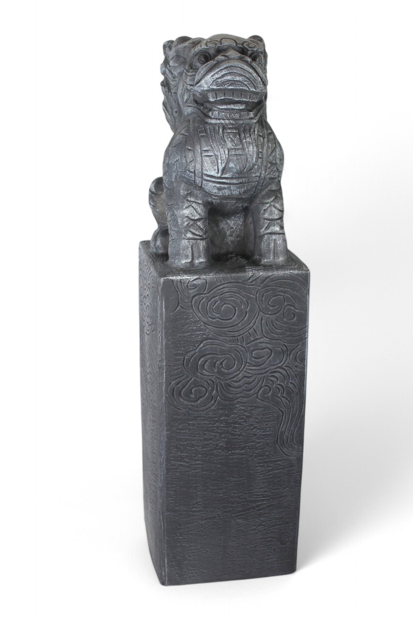 Asiatische Drachen-Stele 79 cm – Wetterfeste Gartendeko in Steinoptik aus Polyresin – Japanische Statue für Garten, Teich & Terrasse