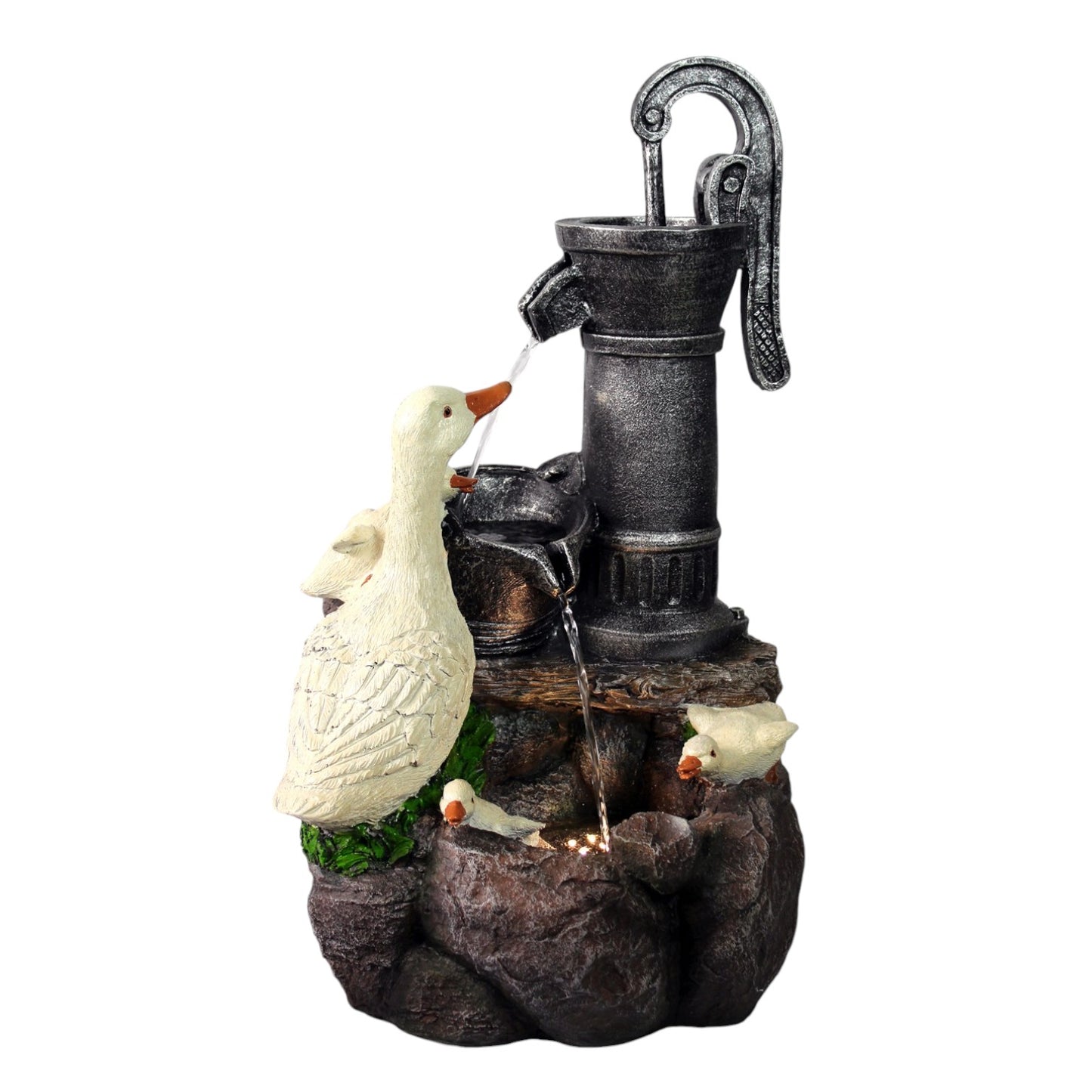 Springbrunnen Gänse mit LED Beleuchtung