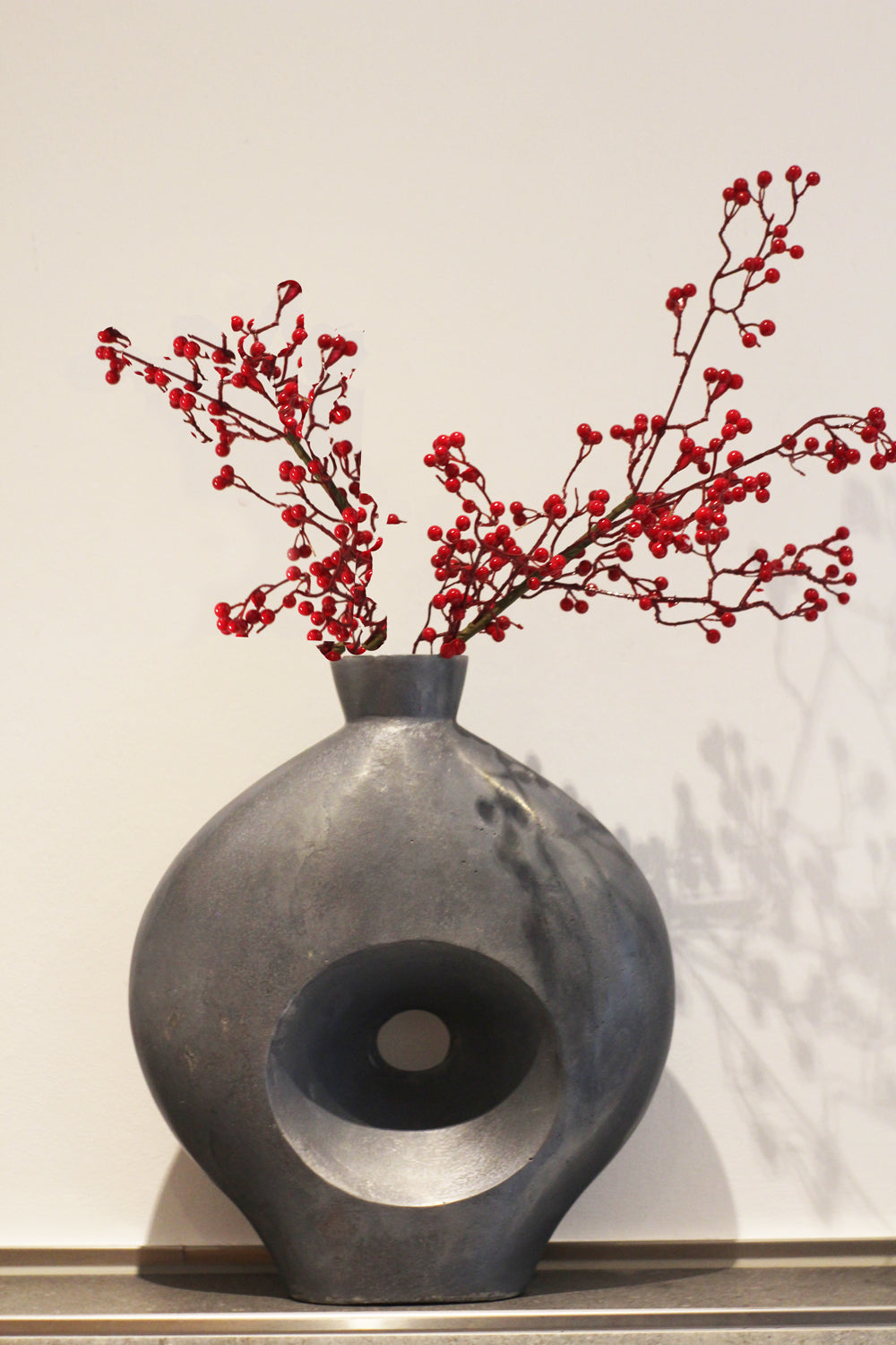 Design Metall Vase 39x 33 cm Türkis/Grau