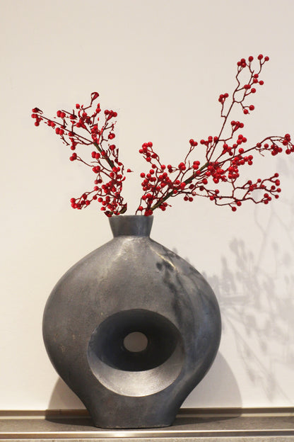 Design Metall Vase 39x 33 cm Türkis/Grau