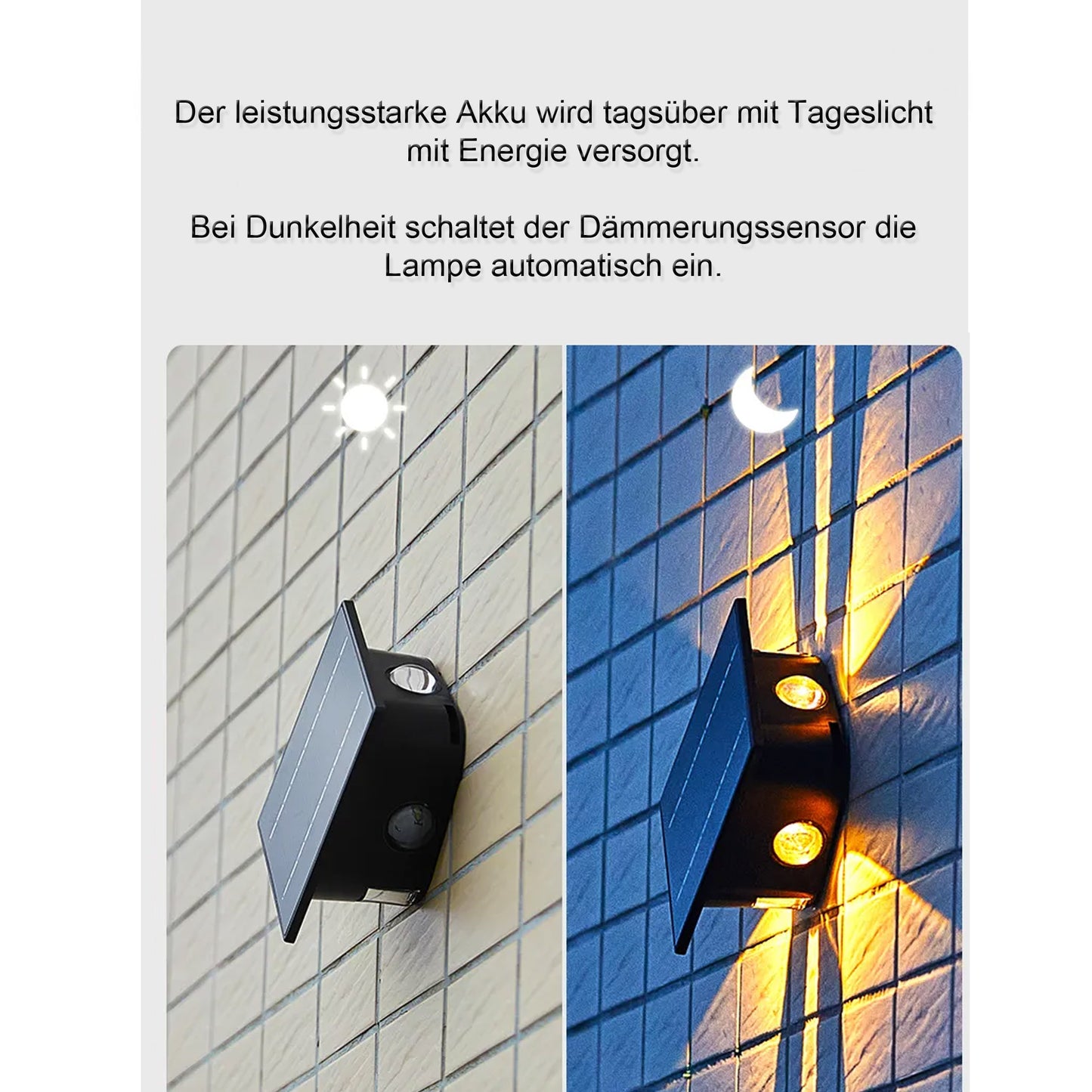 Solarleuchte Wandstrahler helle Wandlampe kabellos UP Down Side / Side Außenleuchte
