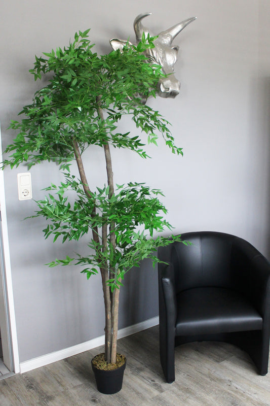 Künstlicher Himmelsbambus 190cm Nandina Tree Kunstbaum Kunstpflanze im Topf