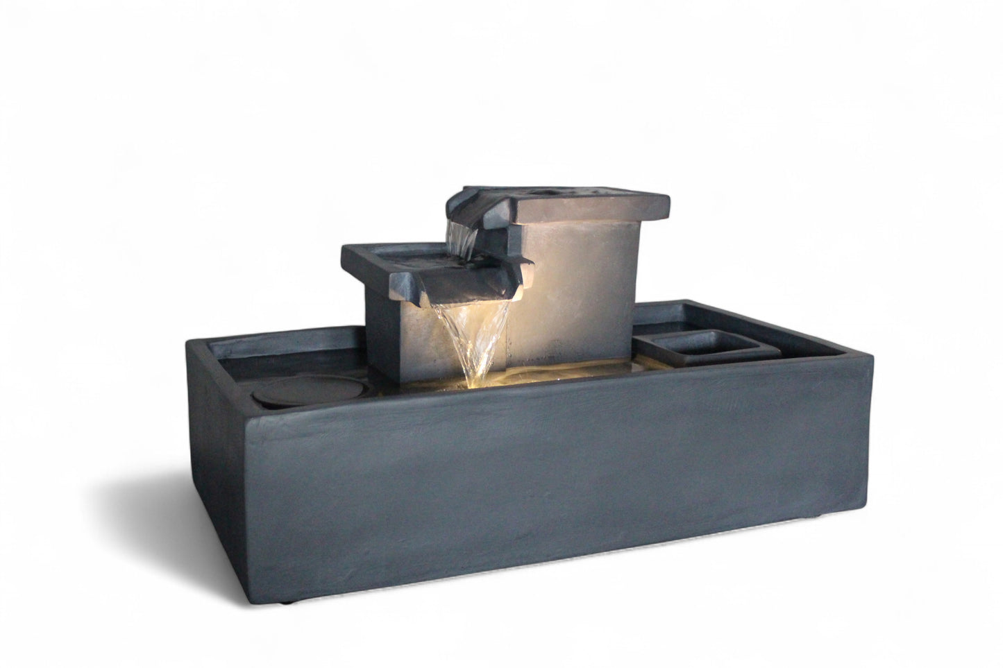 Springbrunnen mit LED Beleuchtung Tischbrunnen Zimmerbrunnen 49 cm Gartenbrunnen Wasserfall