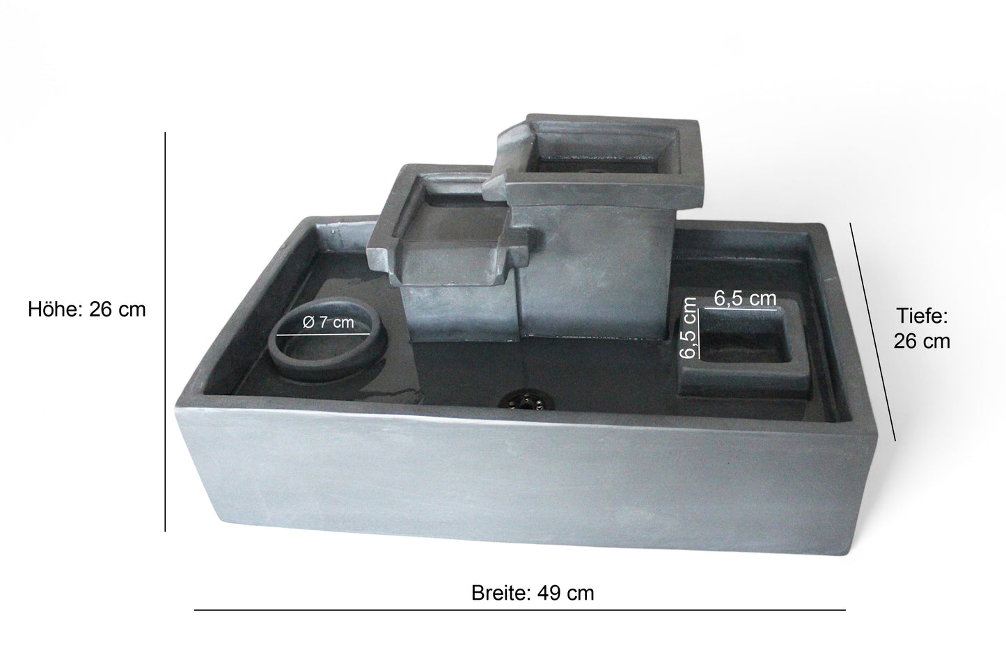 Springbrunnen mit LED Beleuchtung Tischbrunnen Zimmerbrunnen 49 cm Gartenbrunnen Wasserfall