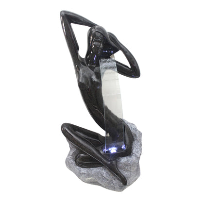 Design Springbrunnen mit LED Beleuchtung Zimmerbrunnen 101 cm Granit-Optik Gartenbrunnen Skulptur Brunnen Wasserspiel