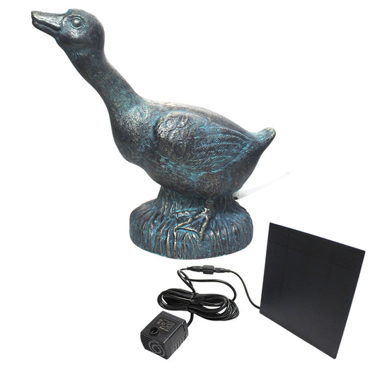 Solar Wasserspeier Ente 24 cm klassisch Wasserspiel Teichdeko Gartenfigur Brunnen Springbrunnen Solarbrunnen