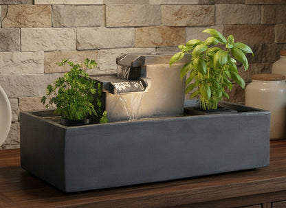 Springbrunnen mit LED Beleuchtung Tischbrunnen Zimmerbrunnen 49 cm Gartenbrunnen Wasserfall