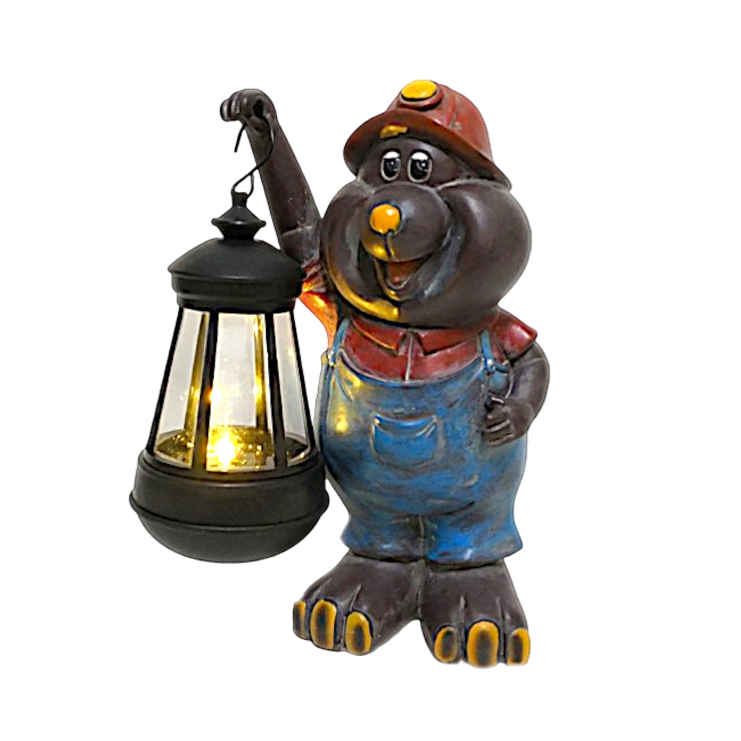 Solar Maulwurf Figur mit Laterne | LED Gartenfigur 21 cm warmweiß solarleuchte wetterfest Polyresin