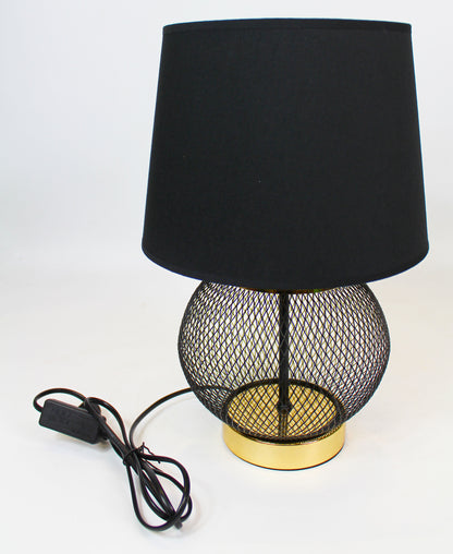 Tischlampe schwarz gold rund 25x38 cm mit schwarzem Schirm Nachttischlampe