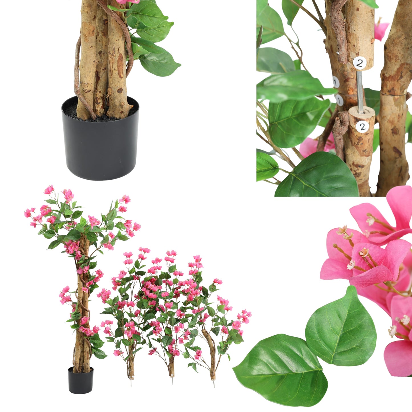 Künstliche Bougainvillea 180 cm Kunstpflanze mit Blüten Kunstbaum Dekoration im Topf