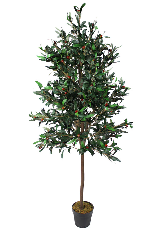 Großer künstlicher Olivenbaum Premium 185 cm Echtholzstamm Kunstpflanze