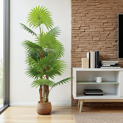 Künstlicher Palme 160 cm im Topf Fächerpalme Kunstpflanze groß Pflanze Dekoration Kunstbaum