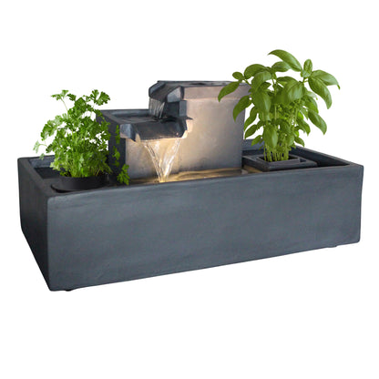 Springbrunnen mit LED Beleuchtung Tischbrunnen Zimmerbrunnen 49 cm Gartenbrunnen Wasserfall