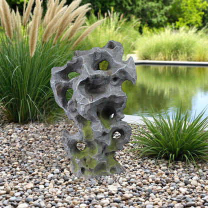 Künstlicher Gartenfelsen in Ozeanfindling-Optik Deko für Garten & Teich Gartenstein Steinskulptur aus Polyresin