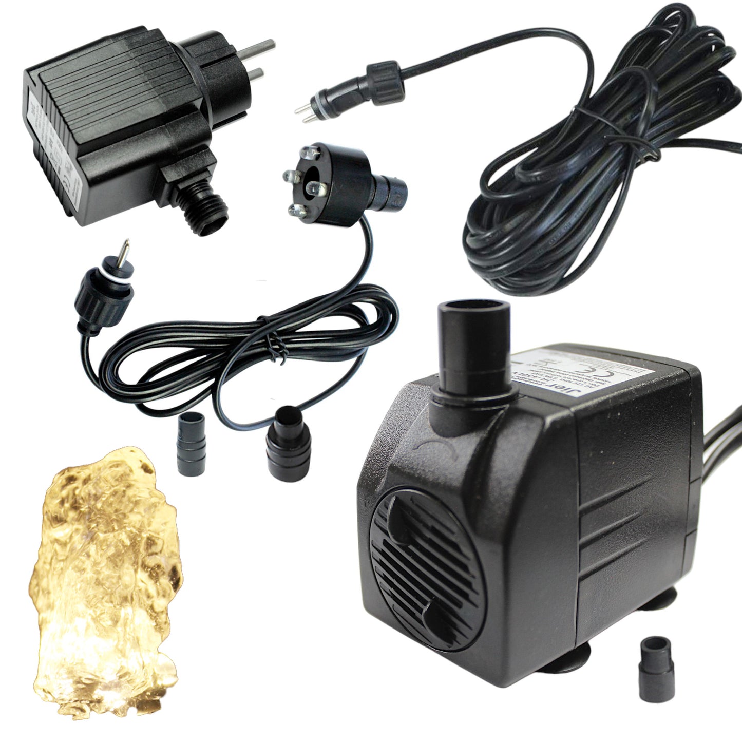 Springbrunnenpumpe mit 1x LED Spot Teichpumpe Wasserpumpe Bachlaufpumpe