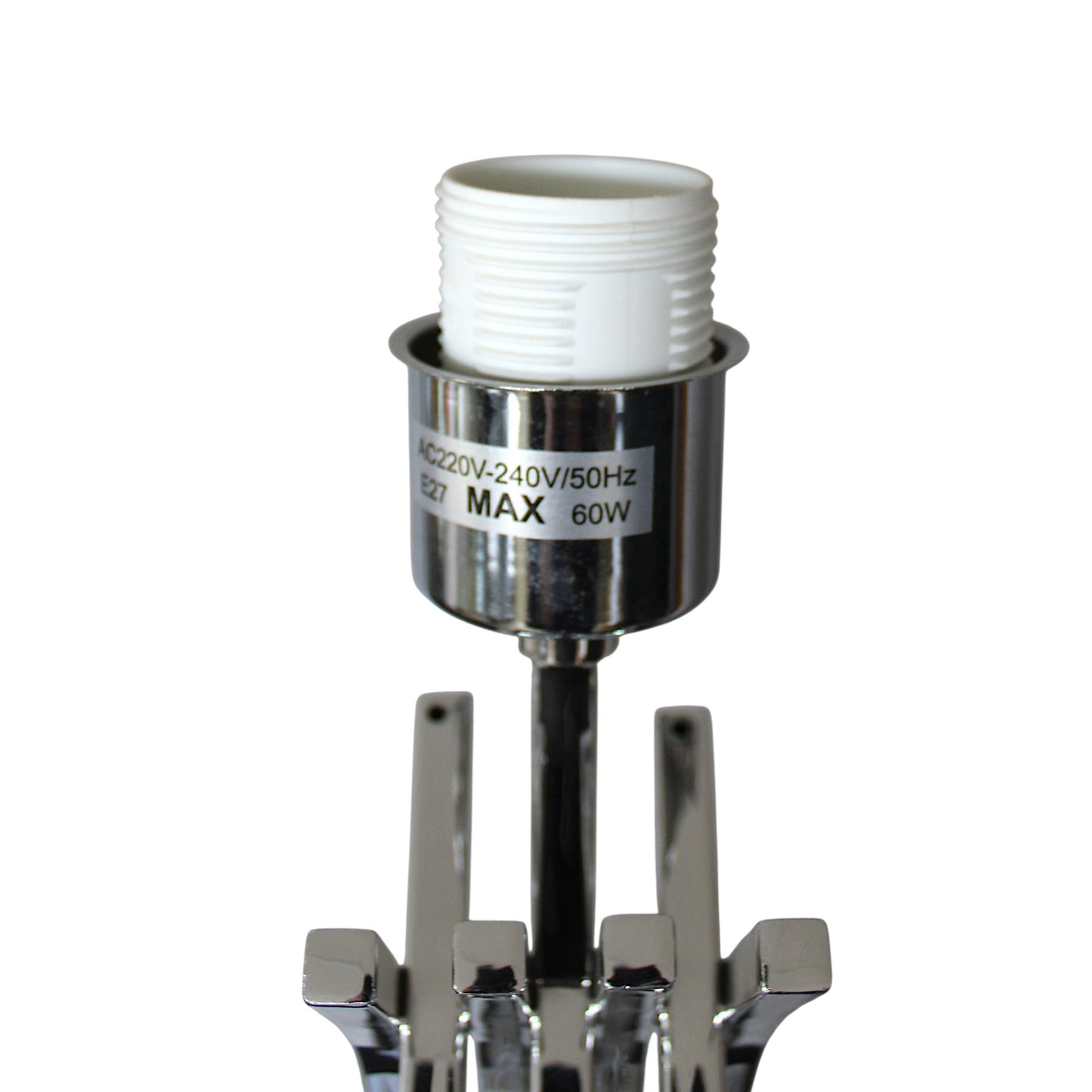 Tischlampe Chrom Design große Tischleuchte 74 cm Nachttischlampe weißer Schirm