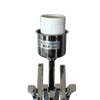 Tischlampe Chrom Design große Tischleuchte 74 cm Nachttischlampe weißer Schirm