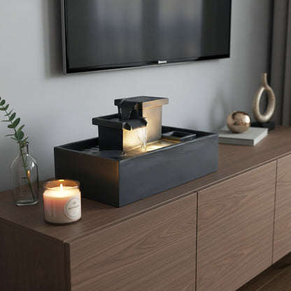 Springbrunnen mit LED Beleuchtung Tischbrunnen Zimmerbrunnen 49 cm Gartenbrunnen Wasserfall