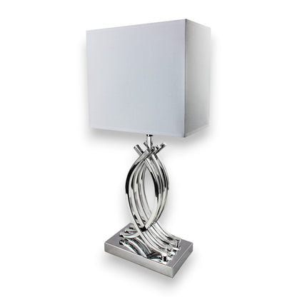 Tischlampe Chrom Design Tischleuchte 50 cm Nachttischlampe