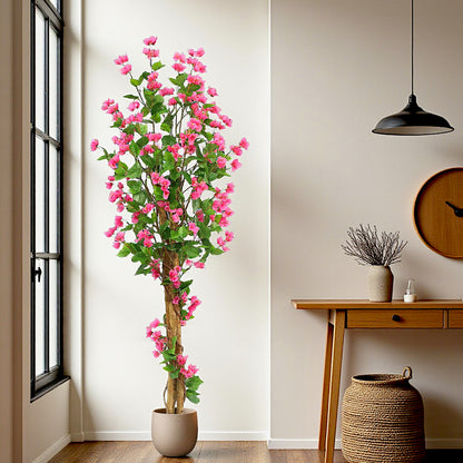Künstliche Bougainvillea 180 cm Kunstpflanze mit Blüten Kunstbaum Dekoration im Topf