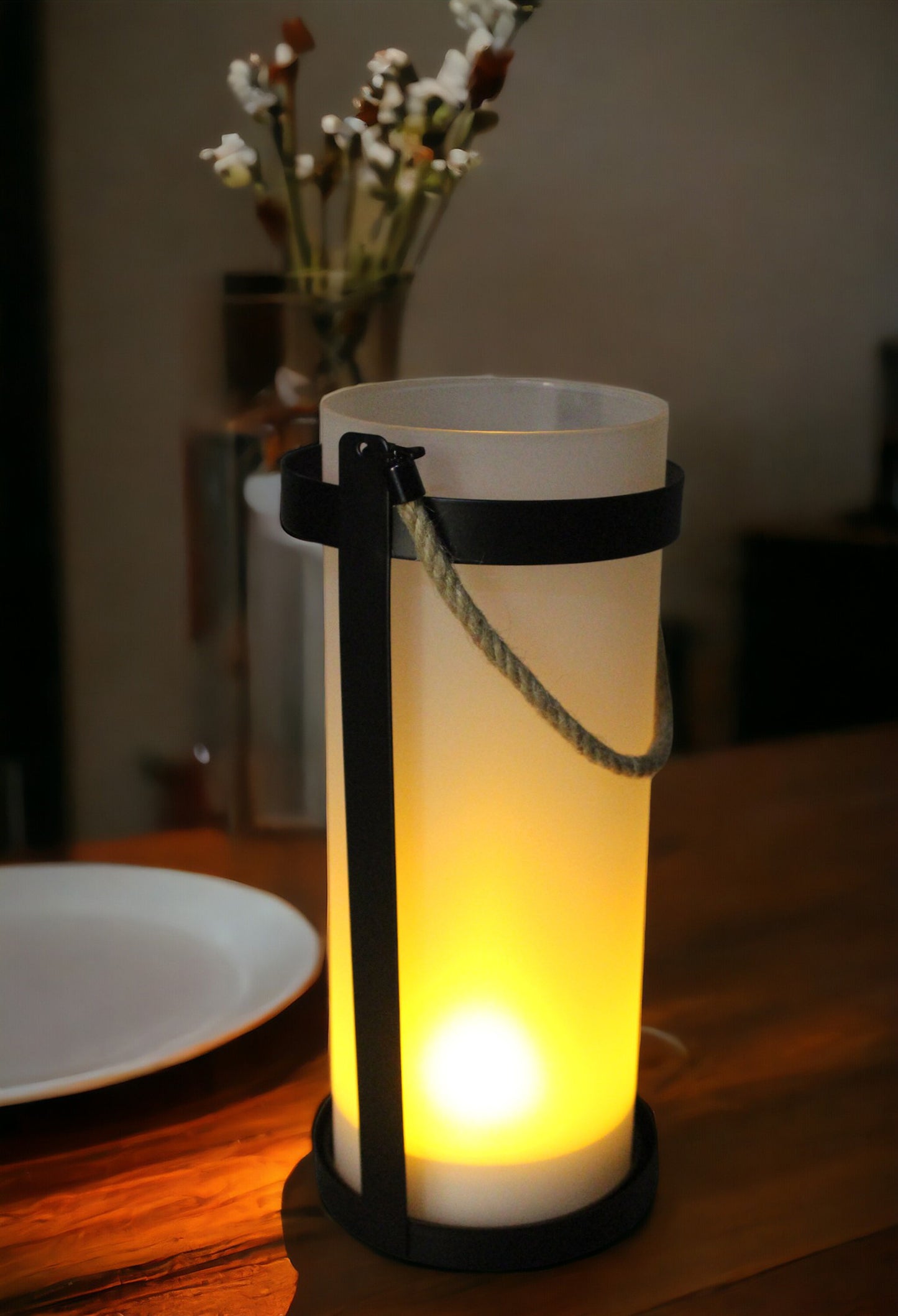 Solar LED Windlicht mit Glas und Kerzen-Effekt