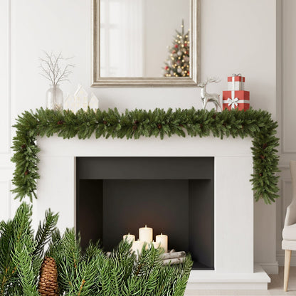 Künstliche Weihnachtsgirlande 100% Spritzguss Tannengirlande 270 cm mit Tannenzapfen Girlande