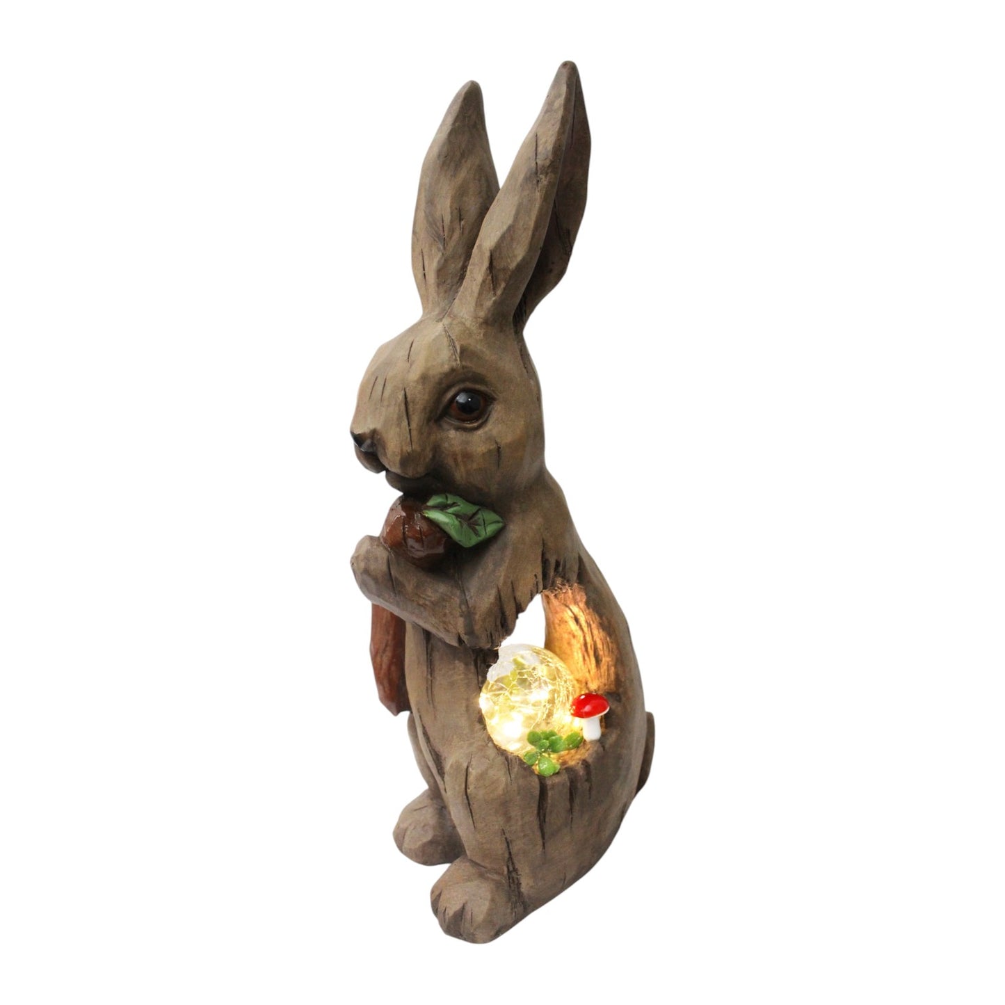 Große Solar Gartenfigur Hase mit LED Beleuchtung 51 cm Gartendeko Solarleuchte Solarlampe