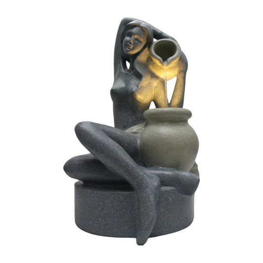 Gartenbrunnen mit LED Beleuchtung BK861 60cm Springbrunnen Granit-Optik