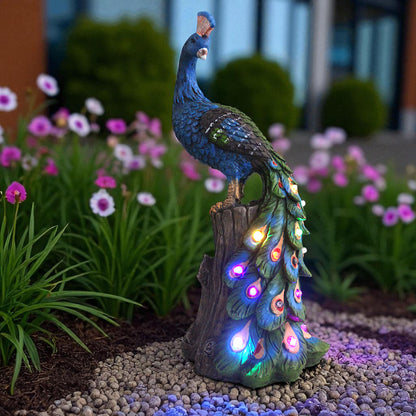 Solar Gartenfigur Pfau Gartendeko beleuchtet Solarleuchte Farbwechsel 31 cm Solarlampe Tierfigur Solarleuchte