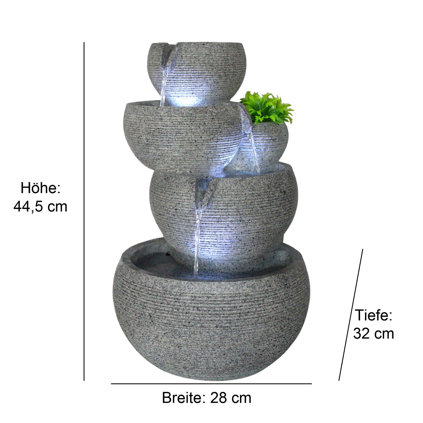 Zimmerbrunnen mit LED Beleuchtung Brunnen Innen- und Außenbereich Granit-Optik Springbrunnen Kaskade 44,5 cm