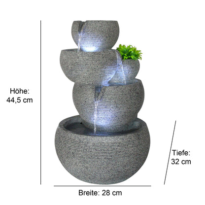 Zimmerbrunnen mit LED Beleuchtung Brunnen Innen- und Außenbereich Granit-Optik Springbrunnen Kaskade 44,5 cm
