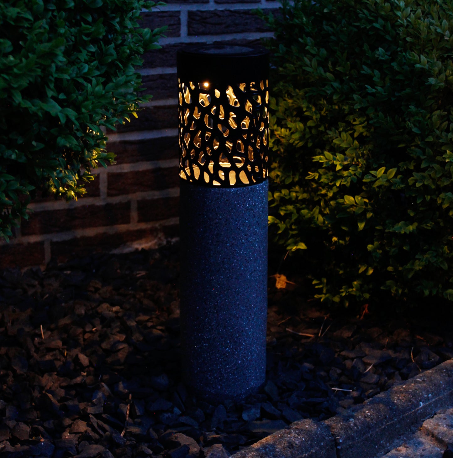 Solar Dekoleuchte Rund 13 x 53 cm Solarlampe Akzentleuchte Pollerleuchte warmweiß
