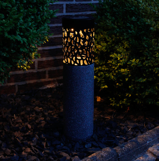 Solar Dekoleuchte Rund 13 x 53 cm Solarlampe Akzentleuchte Pollerleuchte warmweiß