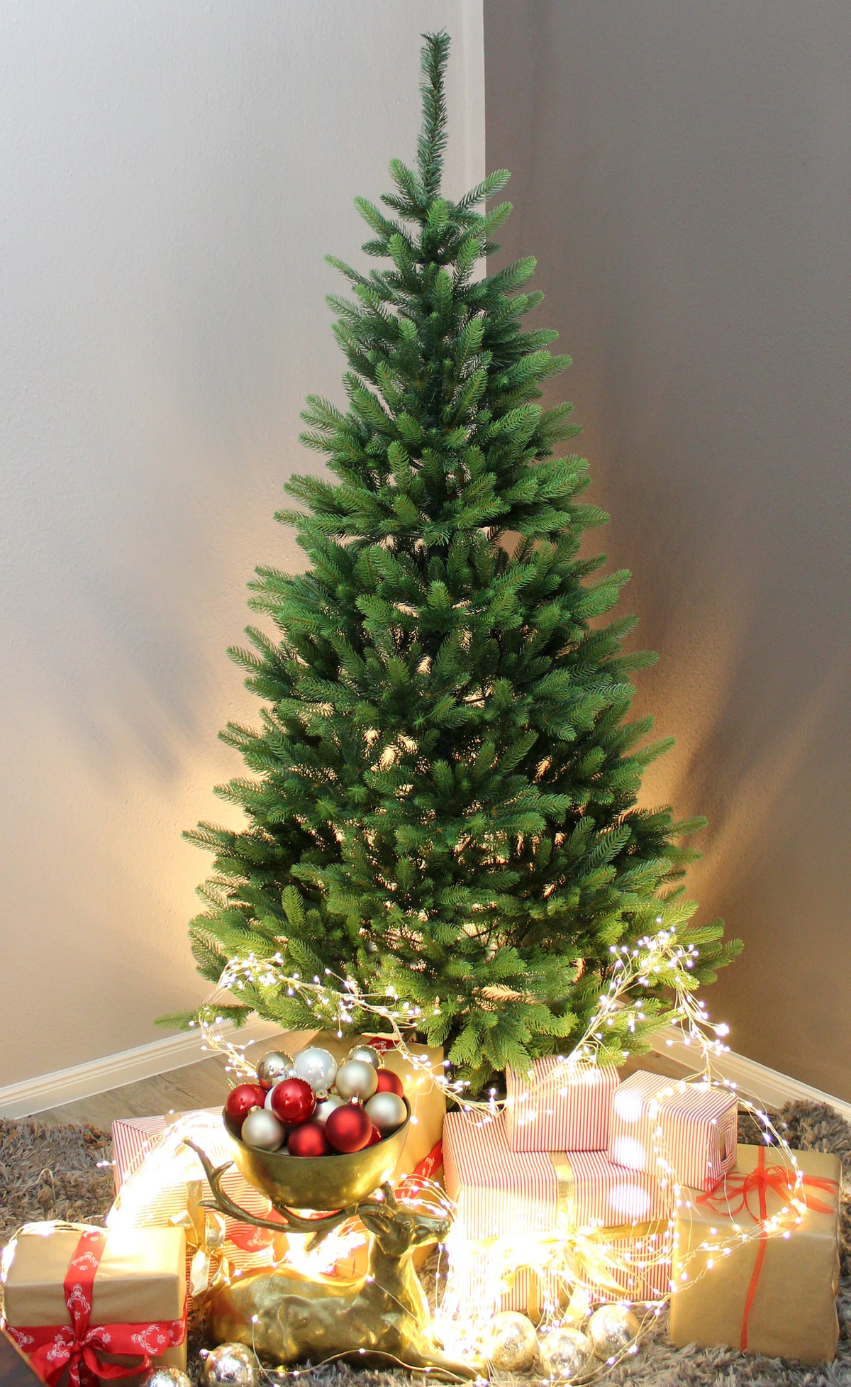Künstlicher Weihnachtsbaum Premium voll Spritzguss mit Metallständer klappbar