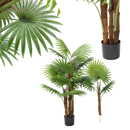 Künstlicher Palme 160 cm im Topf Fächerpalme Kunstpflanze groß Pflanze Dekoration Kunstbaum