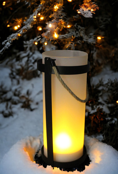 Solar LED Windlicht mit Glas und Kerzen-Effekt