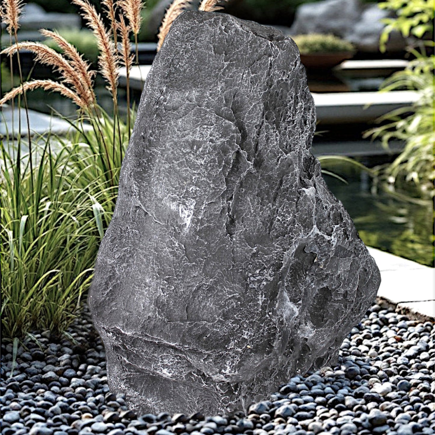 Künstlicher Gartenfelsen Findling Deko für Garten & Teich Gartenstein Steinskulptur aus Polyresin