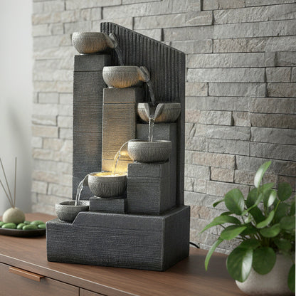 Zimmerbrunnen mit LED Beleuchtung Kaskade LR003 Gartenbrunnen 45 cm Springbrunnen Wasserspiel Deko-Brunnen