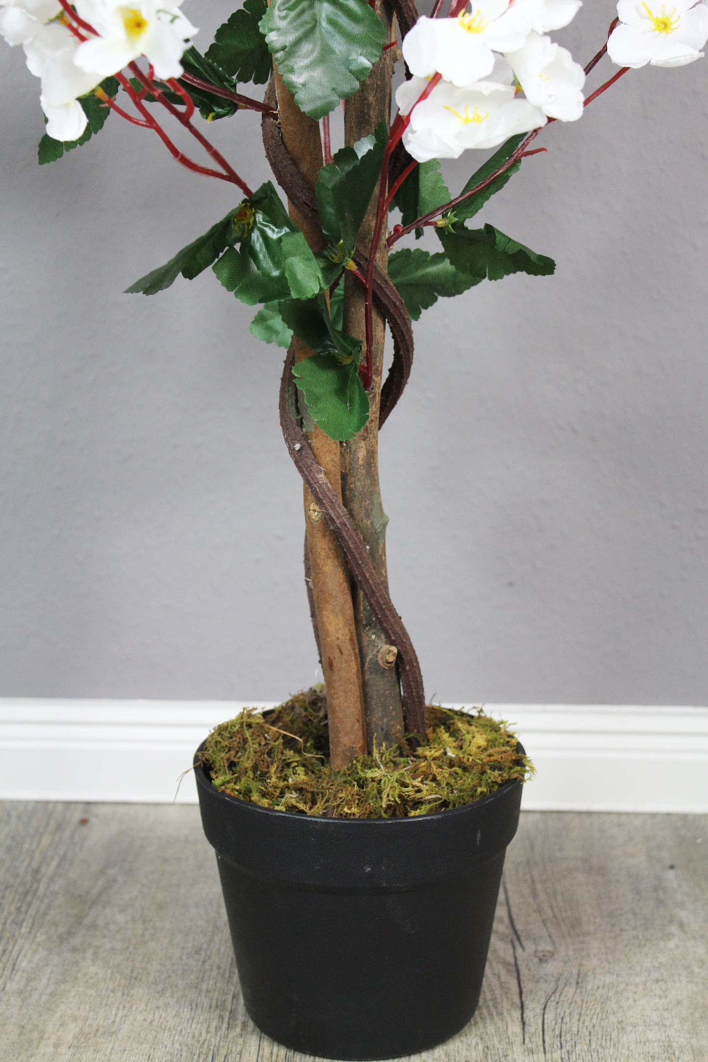 Kunstpflanze Blütenbaum 120 cm Wintersweet Weiß Künstliche Pflanze Blüten