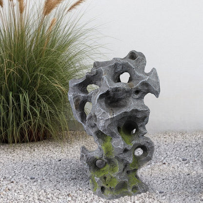 Künstlicher Gartenfelsen in Ozeanfindling-Optik Deko für Garten & Teich Gartenstein Steinskulptur aus Polyresin