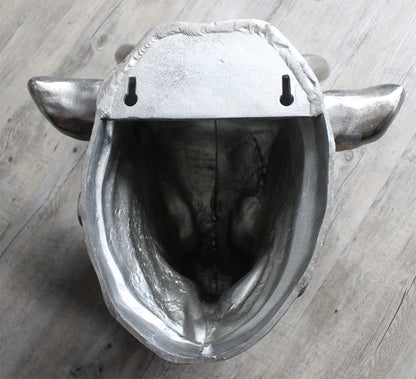 Bullenkopf Wanddekoration Aluminium 56x50x42 cm Schädel Skulptur