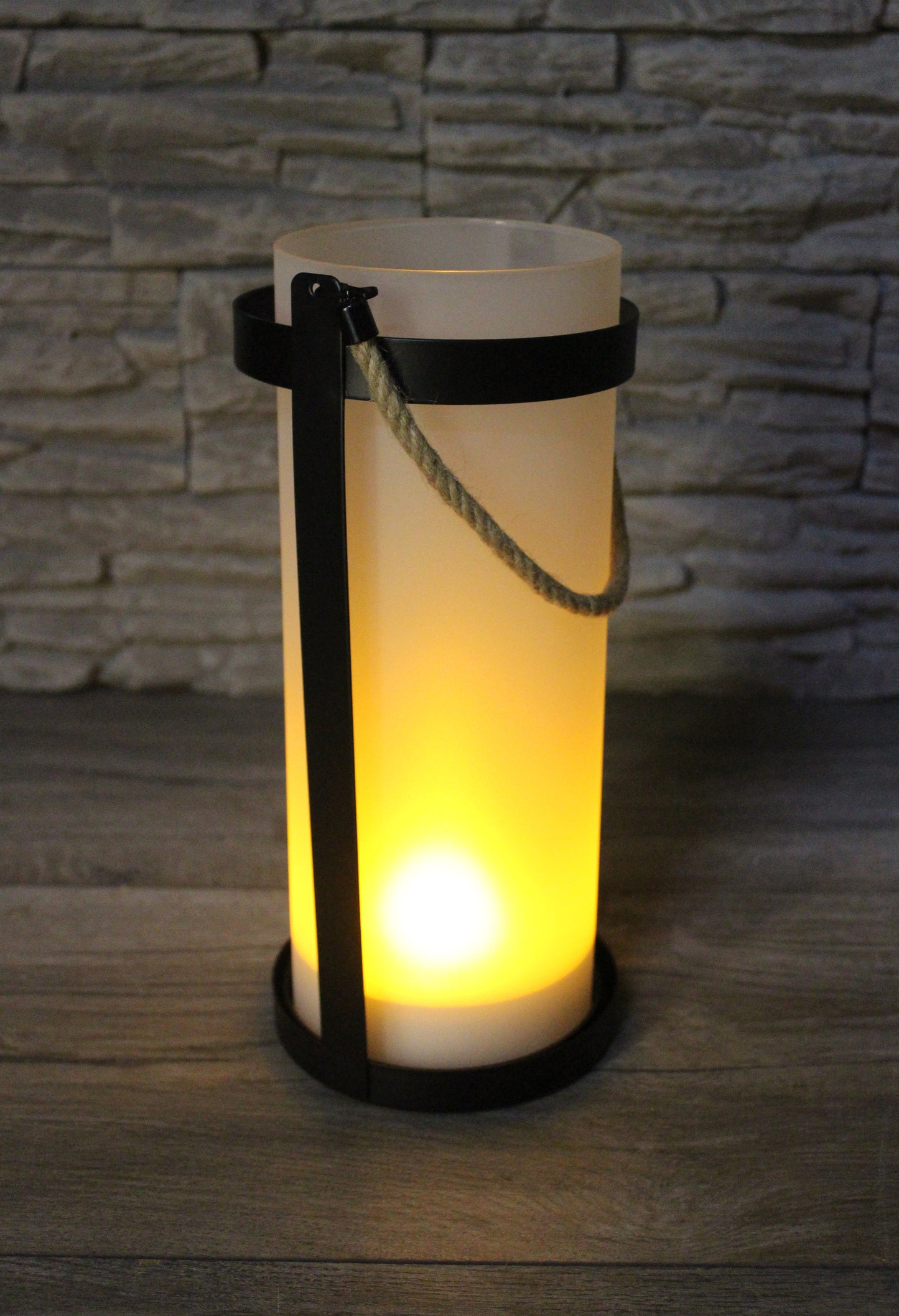 Solar LED Windlicht mit Glas und Kerzen-Effekt