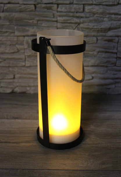 Solar LED Windlicht mit Glas und Kerzen-Effekt