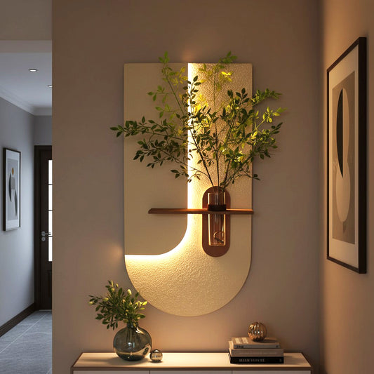 3D Wandbild mit LED-Beleuchtung & dekorativer Glasvase WD001 Wanddekoration 100 x 50 cm