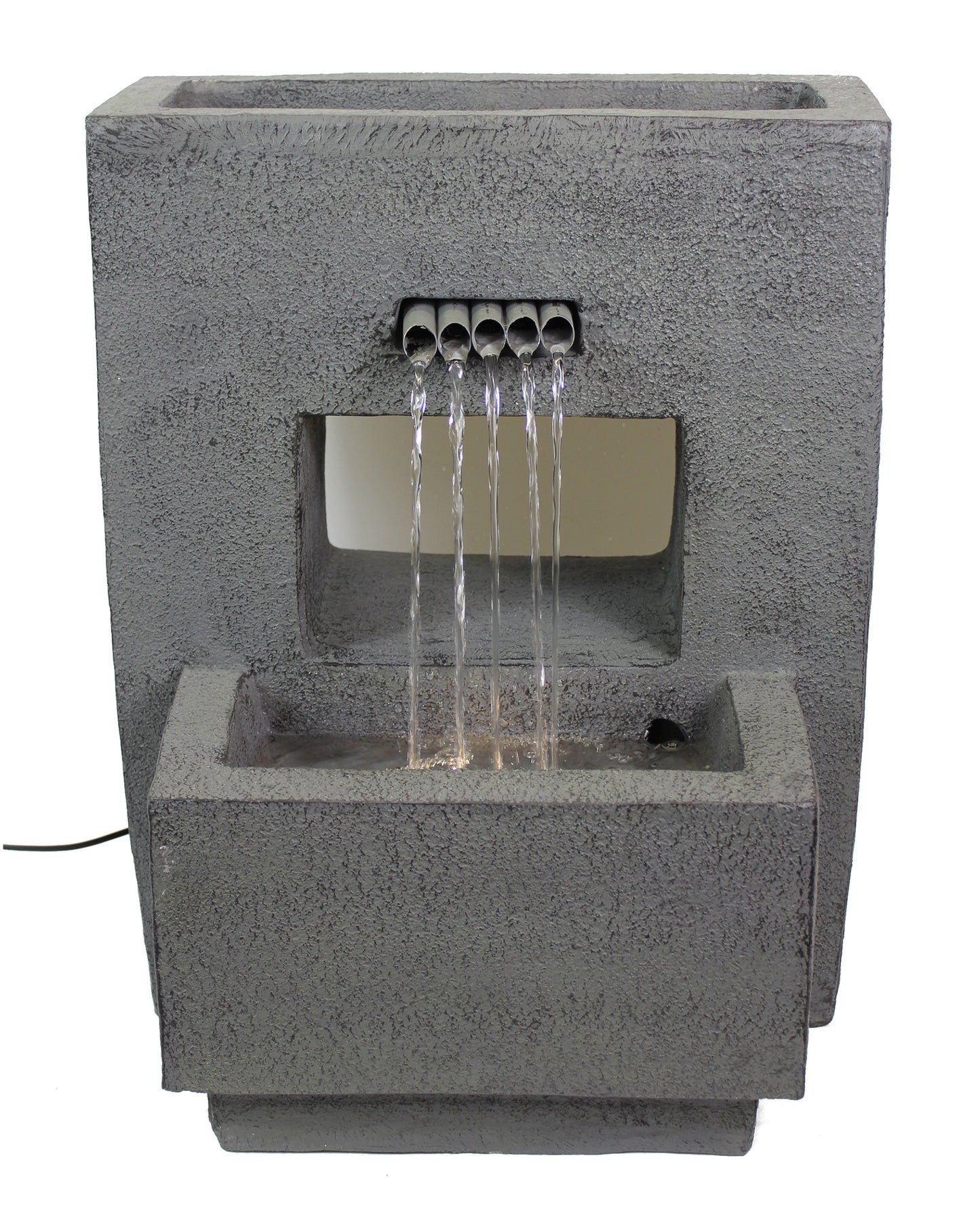 Gartenbrunnen mit Beleuchtung bepflanzbar Betonoptik 57 cm Springbrunnen